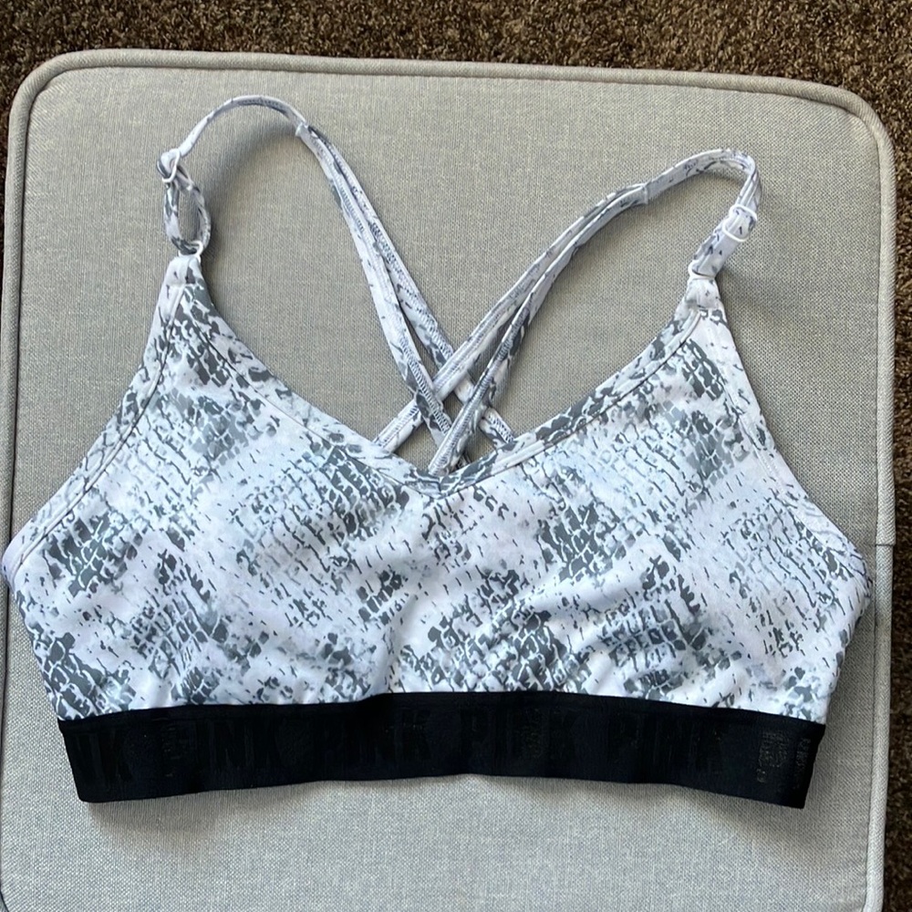 White/ Gray/ Black Sports Bra by PINK
